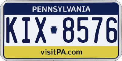 PA license plate KIX8576