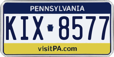 PA license plate KIX8577