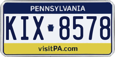 PA license plate KIX8578