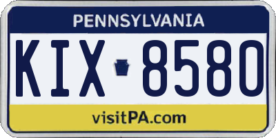 PA license plate KIX8580
