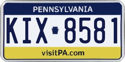 PA license plate KIX8581