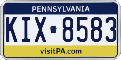 PA license plate KIX8583