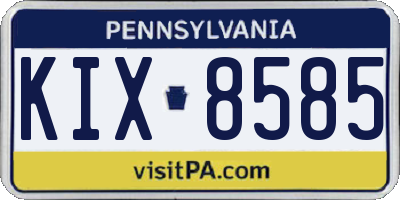 PA license plate KIX8585