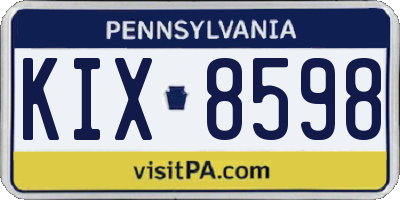 PA license plate KIX8598