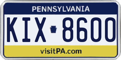 PA license plate KIX8600