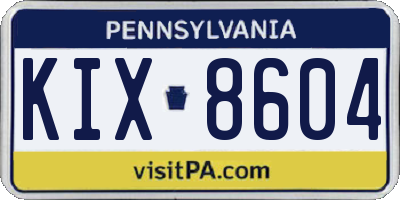 PA license plate KIX8604