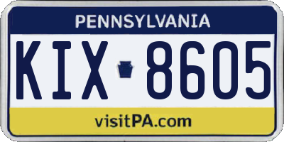 PA license plate KIX8605
