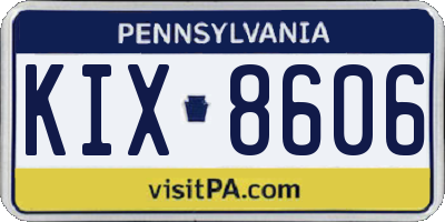 PA license plate KIX8606