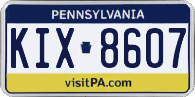 PA license plate KIX8607