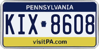 PA license plate KIX8608