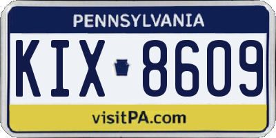 PA license plate KIX8609