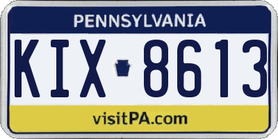 PA license plate KIX8613
