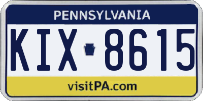 PA license plate KIX8615