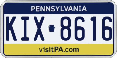 PA license plate KIX8616