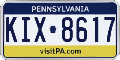 PA license plate KIX8617