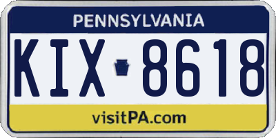 PA license plate KIX8618