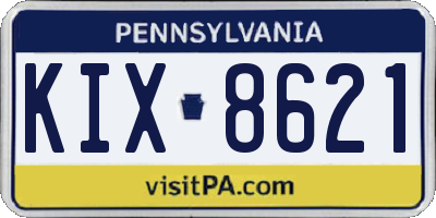 PA license plate KIX8621