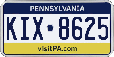 PA license plate KIX8625