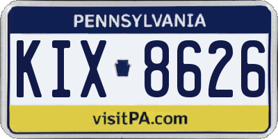 PA license plate KIX8626