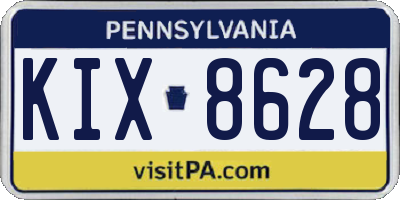 PA license plate KIX8628