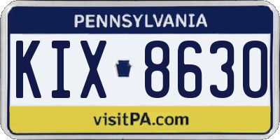 PA license plate KIX8630