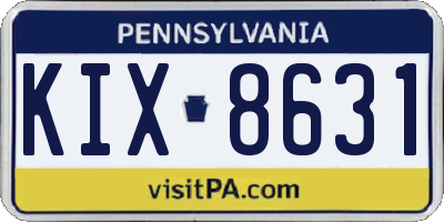 PA license plate KIX8631
