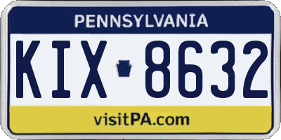 PA license plate KIX8632