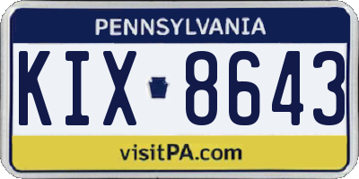 PA license plate KIX8643