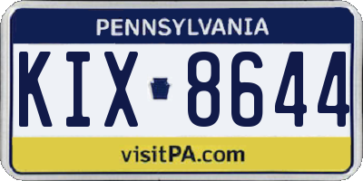 PA license plate KIX8644