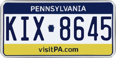 PA license plate KIX8645