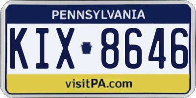 PA license plate KIX8646