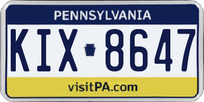 PA license plate KIX8647