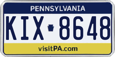 PA license plate KIX8648