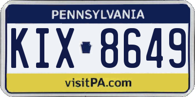 PA license plate KIX8649