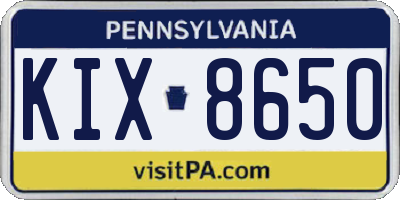 PA license plate KIX8650