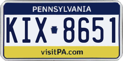 PA license plate KIX8651
