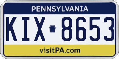 PA license plate KIX8653
