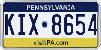 PA license plate KIX8654