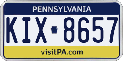 PA license plate KIX8657