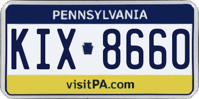 PA license plate KIX8660