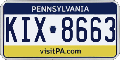 PA license plate KIX8663