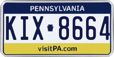 PA license plate KIX8664