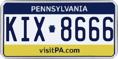 PA license plate KIX8666