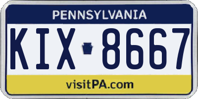 PA license plate KIX8667