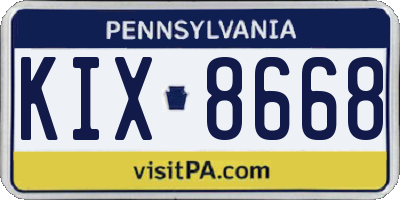 PA license plate KIX8668