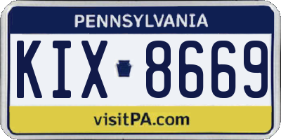 PA license plate KIX8669