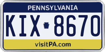 PA license plate KIX8670