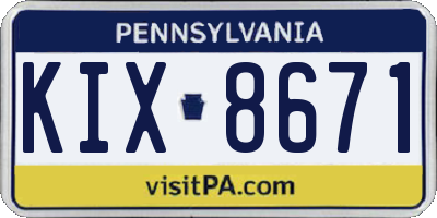PA license plate KIX8671