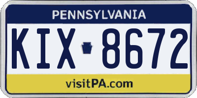 PA license plate KIX8672