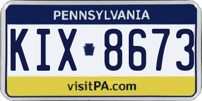 PA license plate KIX8673